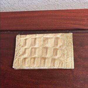 Tan Croc-Embossed Card Holder